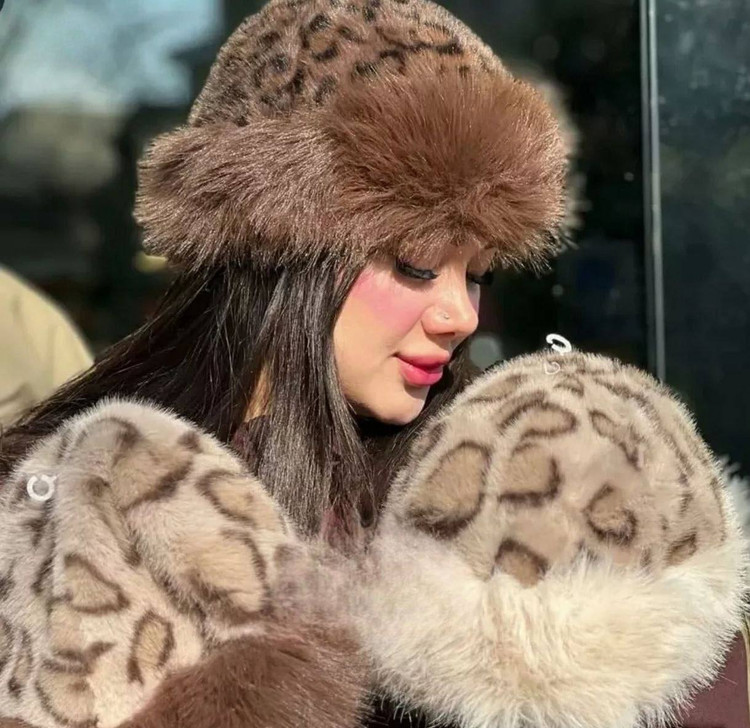 کلاه روسی پلنگی زمستانی خزدار